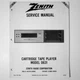 ZENITH &reg; TR16 Service Manual - 8 Track Cartridge Tape Player - Model D631