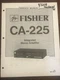 Fisher CA-225 Integrated Stereo Amplifier Original Service Repair Manual
