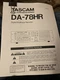 Tascam TEAC Professional Division Da &ndash; 78 Hr Digital Multi Track Recorder Manual