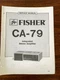 Fisher CA-79 Integrated Amplifier Service Manual *Original*
