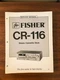 Fisher CR-116 Cassette Service Manual *Original*