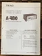 Teac A-480 Cassette Parts List Manual  *Original*