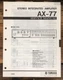 Yamaha AX-77 Amplifier Owners / User Manual *Original*