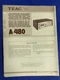 TEAC A480 A-480 Service Manual *ORIGINAL**
