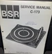 BSR C173 C-173 Turntable Service Manual Original