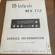 McIntosh MX 112 Original Service Information Manual 
