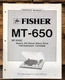 Fisher MT-650 MT-650C Record Player / Turntable Service Manual *Original*