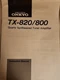 Onkyo TX-820/800 Quartz Synthesized Tuner Amplifier Instruction Manual 