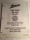 Vintage Zenith Turner Manual TM-14S1 supplement