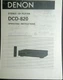 Denon DCD-820 CD Player Owners Manual Original