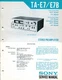 Sony Model TA-E7/E7B Stereo Preamplifier Service Manual w/New Circuit Supplement
