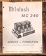 McIntosh MC240 MC-240 Amplifier Service Manual *Original*