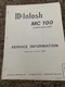 Vintage Mcintosh MC 100 Amplifier Service Manual Information Original