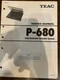 TEAC P-680 P680 Service Manual **ORIGINAL**