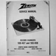 ZENITH &reg; Models 169-407 169-408 Record Changer Service Manual &copy; 1971 New