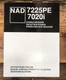 NAD Model 7225PE 7020i Receiver Owners / User Manual *Original*
